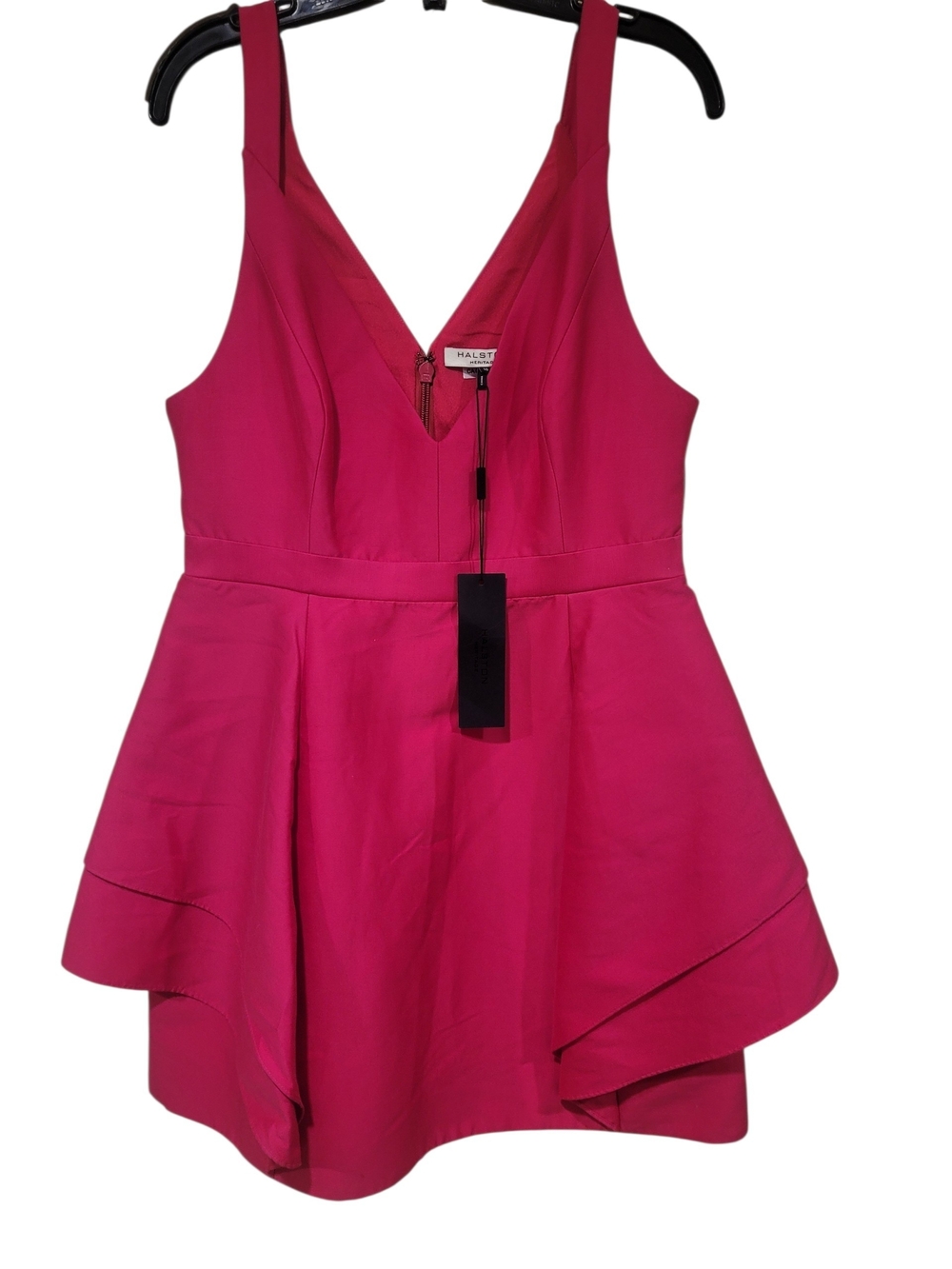 Halston Heritage Fuchsia V-Neck Sleeveless Mini Dress - Picture 3 of 4